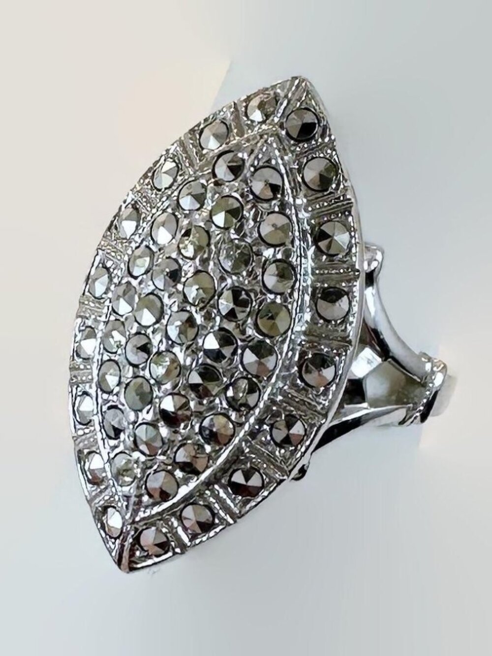 Vintage Art Deco, Marcasite Ring, Sterling Silver, 1930s, 30s, Size 5